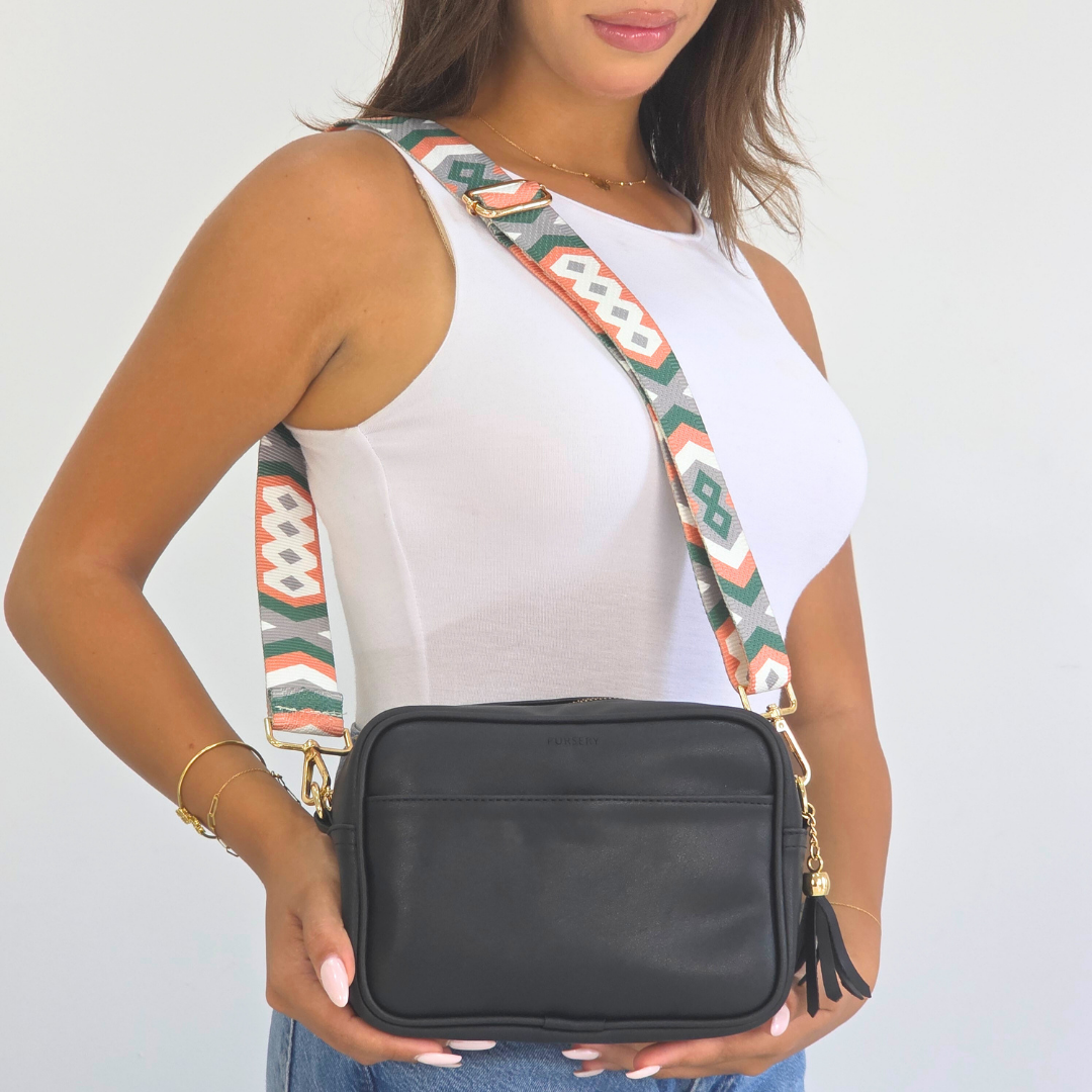 Noir Pouch Cross-Boho Geo