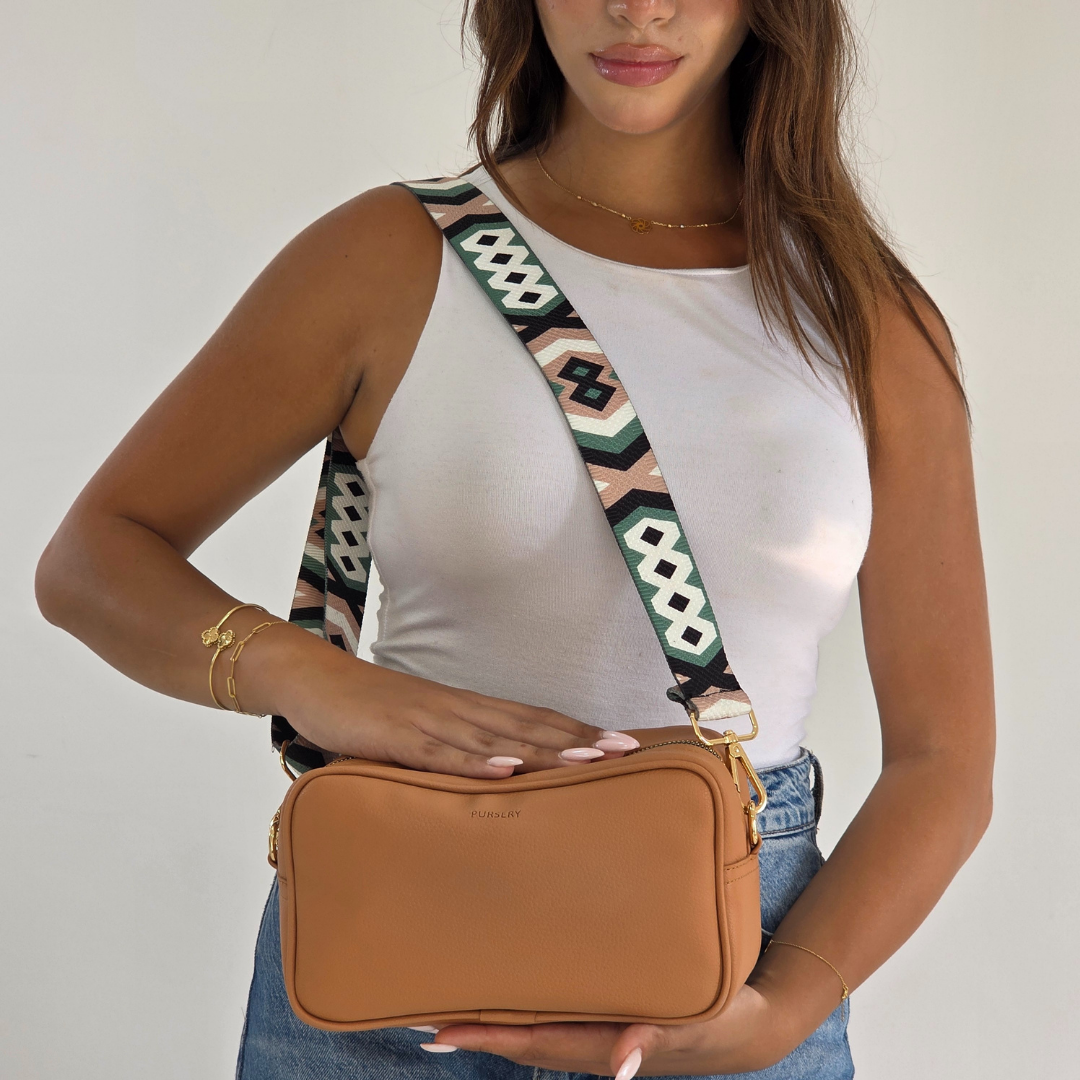 Warm Caramel Cross-Emerald Diamond Strap