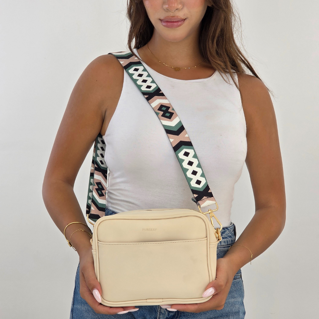 Ivory Pouch Cross-Emerald Diamond Strap