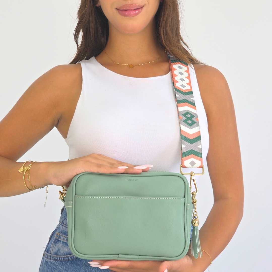 Sage Pouch Cross-Boho Geo