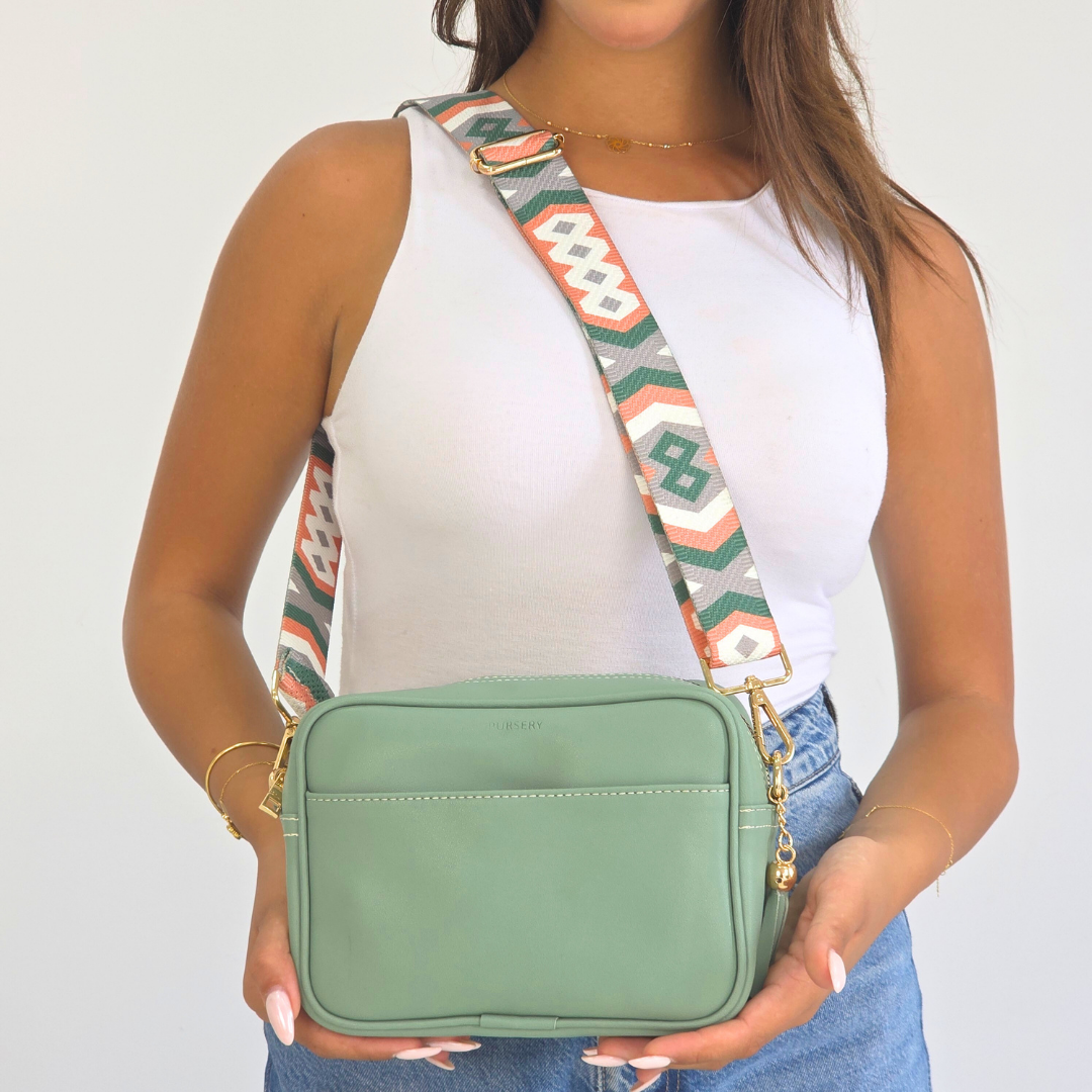 Sage Pouch Cross-Boho Geo