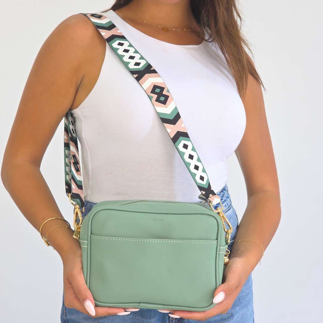 Sage Pouch Cross-Emerald Diamond Strap