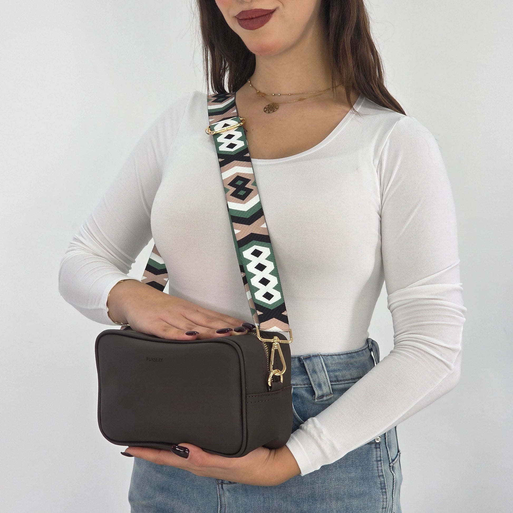 Espresso Brown-Emerald Diamond Strap